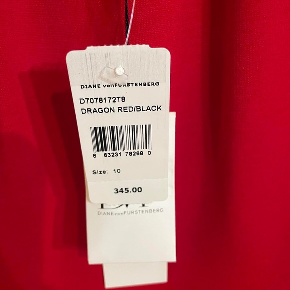 NWT Diane von Furstenberg Red/Black Jacinta Dress Size 10 - Picture 4 of 6